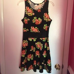 Pink and yellow rose patterned dress
